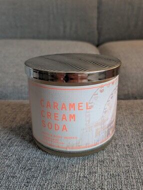 Bath & Body Works Caramel Cream Soda Candle - Cream & Coral